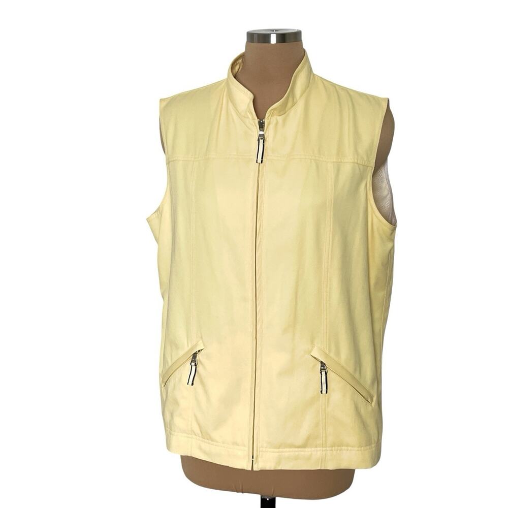 Allison Daley Vest Jacket Womens Size 14 Full Zip Mesh Lining Yellow Outdoor